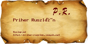 Priher Ruszlán névjegykártya